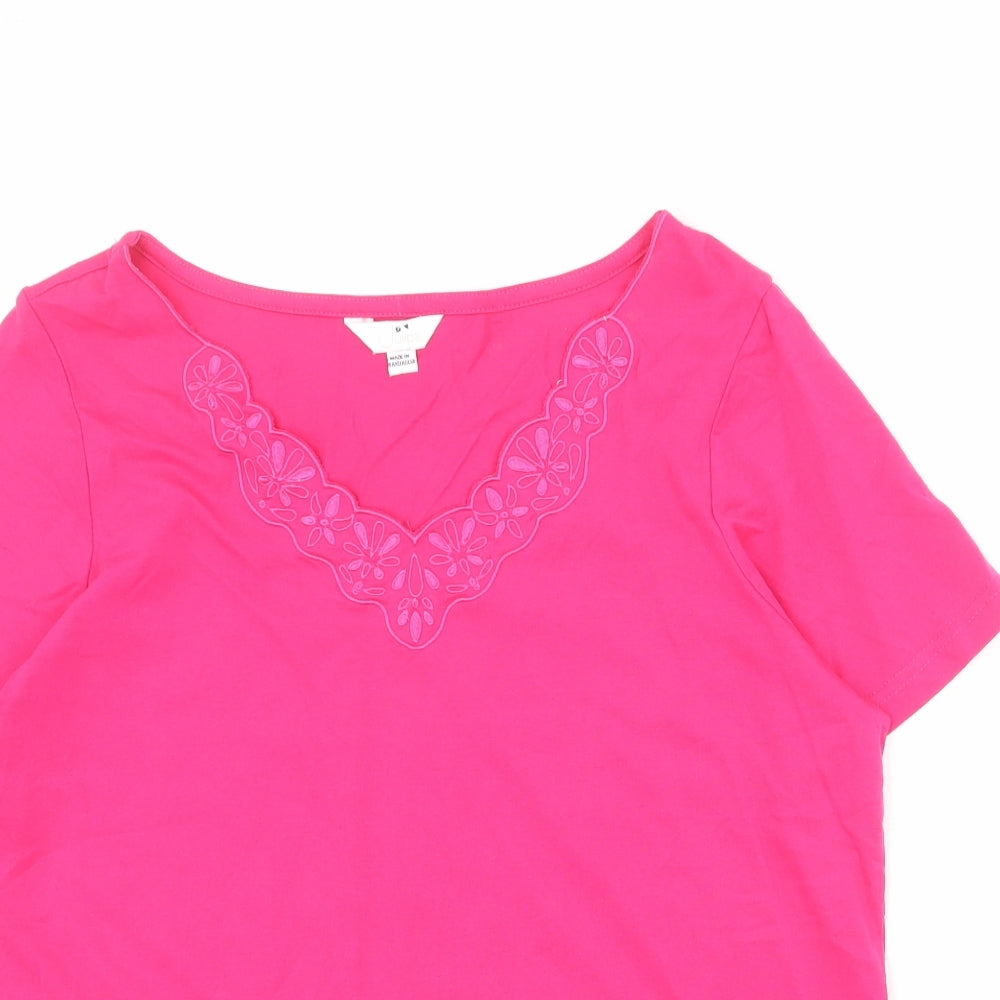 Julipa Womens Pink 100% Cotton Basic T-Shirt Size 16 V-Neck