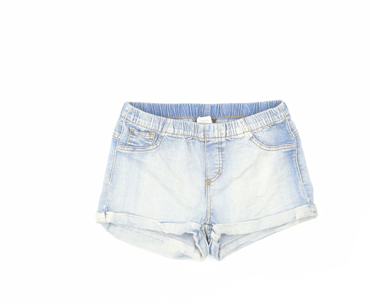 Pieces Womens Blue Cotton Boyfriend Shorts Size S Regular Pull On