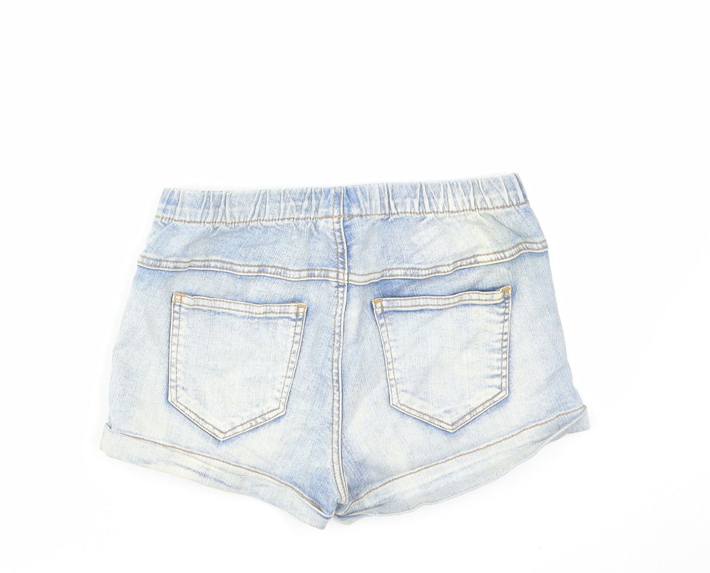 Pieces Womens Blue Cotton Boyfriend Shorts Size S Regular Pull On