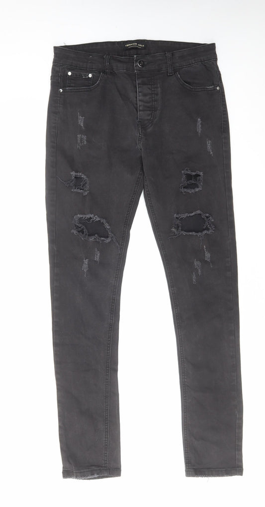 Terance Kole Womens Black Cotton Skinny Jeans Size 32 in L31 in Regular Zip