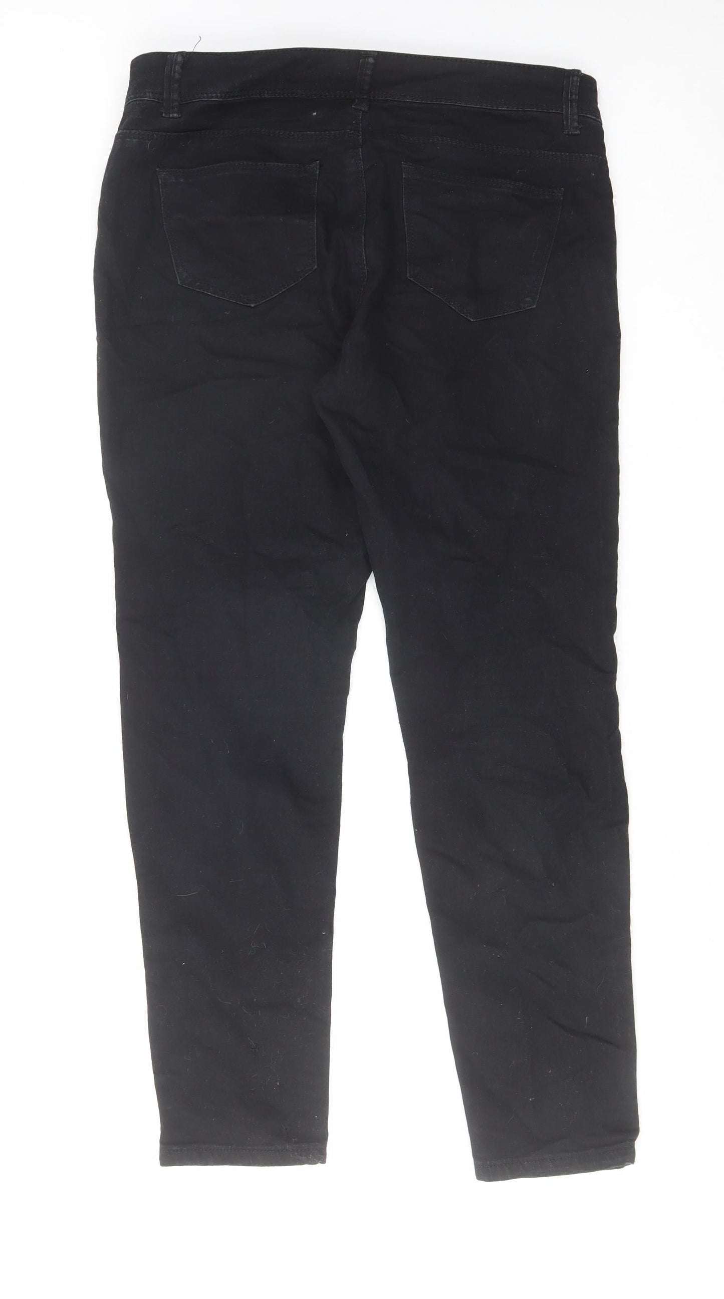 Denim & Co. Womens Black Cotton Skinny Jeans Size 12 L26 in Regular Zip