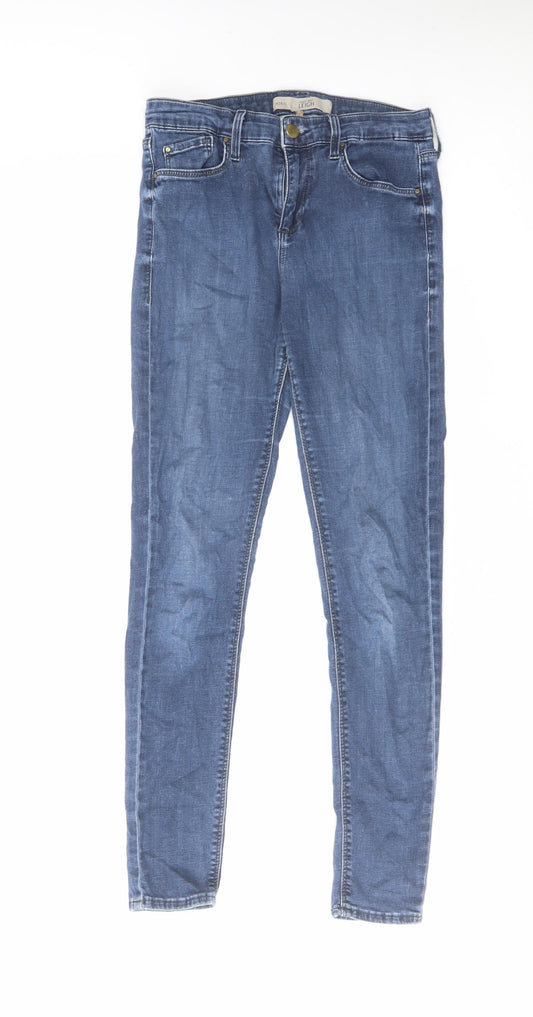 Topshop Womens Blue Cotton Skinny Jeans Size 28 in L30 in Regular Zip