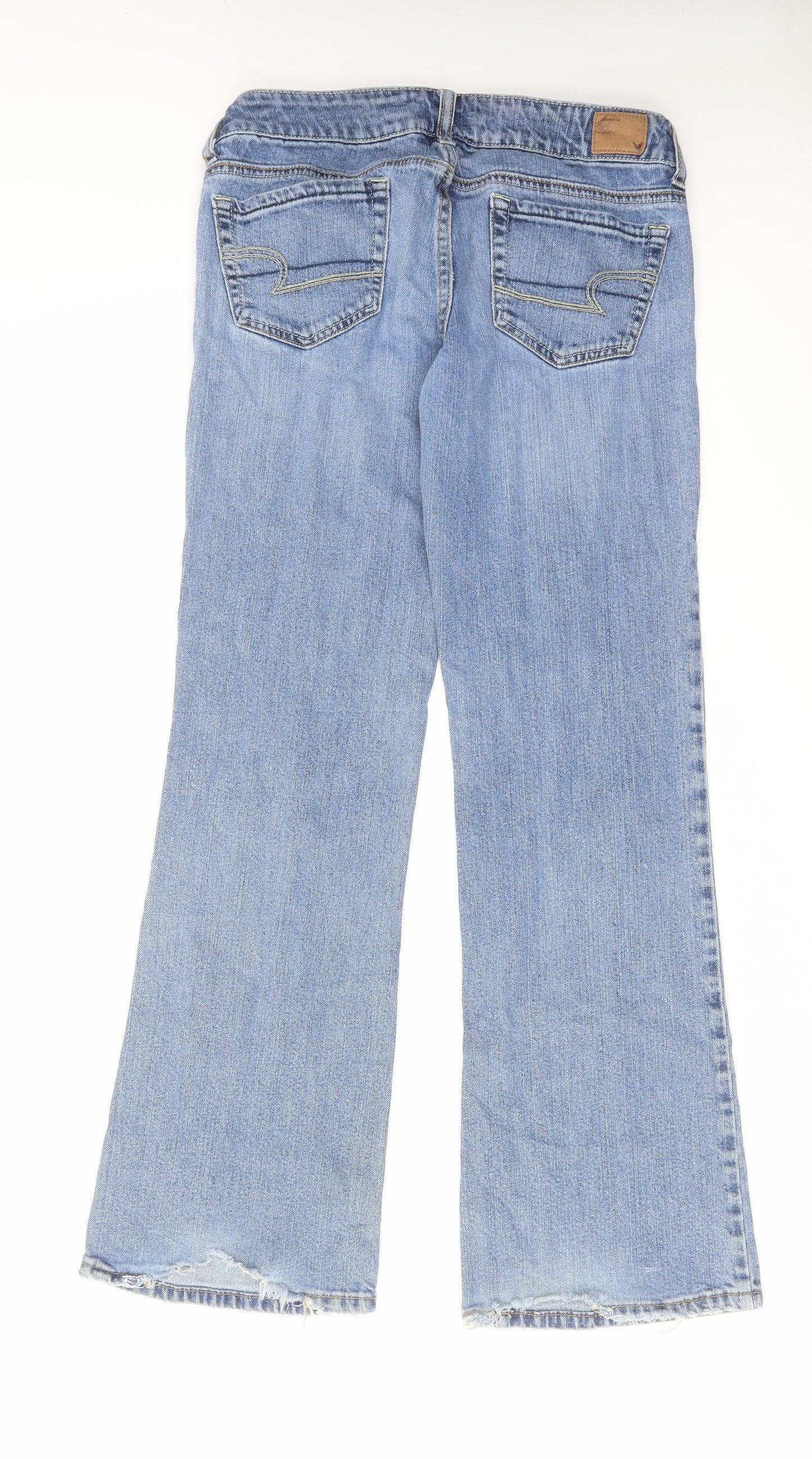 American Eagle Outfitters Womens Blue Cotton Bootcut Jeans Size 30 in L30 in Regular Zip