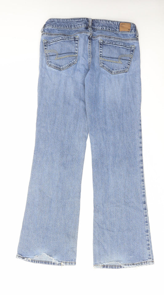 American Eagle Outfitters Womens Blue Cotton Bootcut Jeans Size 30 in L30 in Regular Zip
