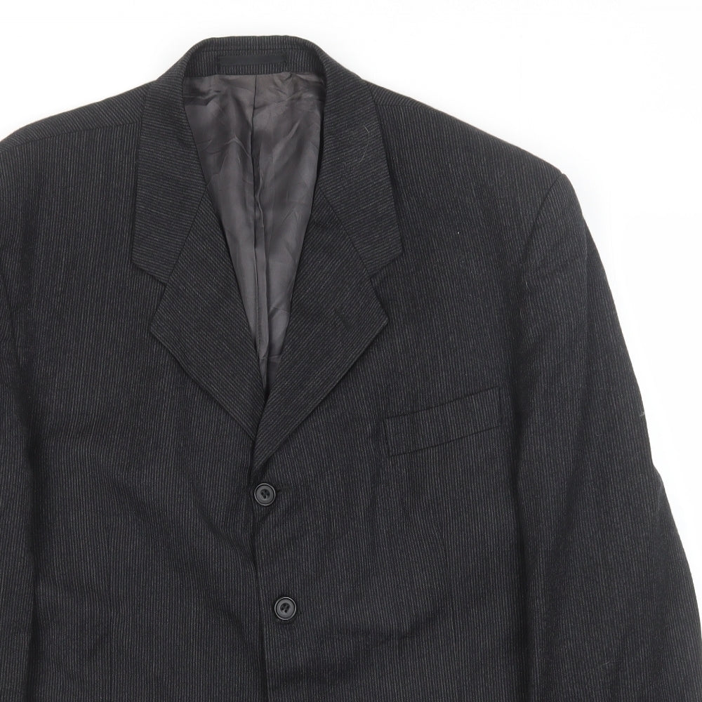 Candidate Mens Grey Striped Wool Jacket Suit Jacket Size 42 Regular