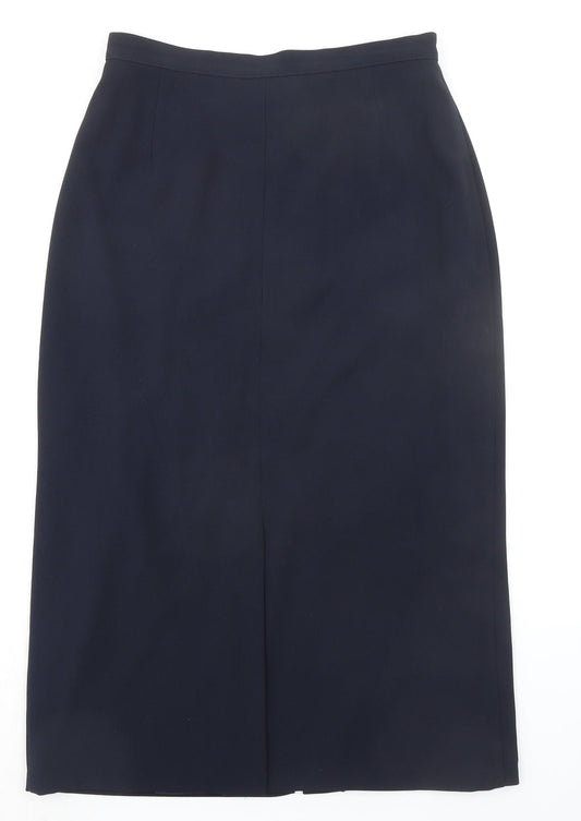 St Michael Womens Blue Polyester A-Line Skirt Size 12 Zip