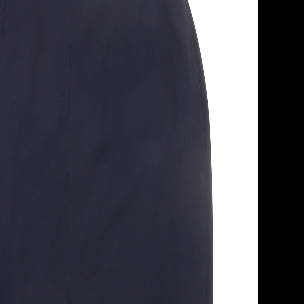 St Michael Womens Blue Polyester A-Line Skirt Size 12 Zip