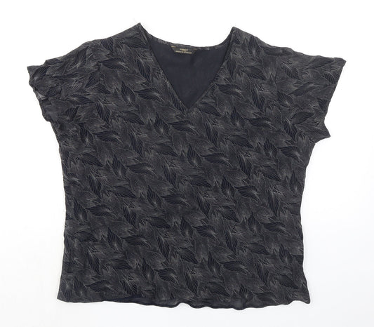 St Michael Womens Blue Viscose Basic T-Shirt Size 12 V-Neck
