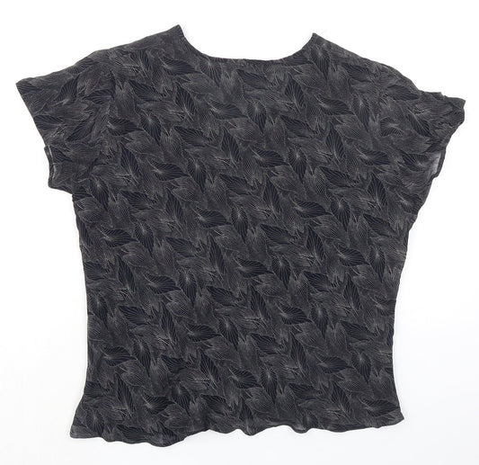 St Michael Womens Blue Viscose Basic T-Shirt Size 12 V-Neck