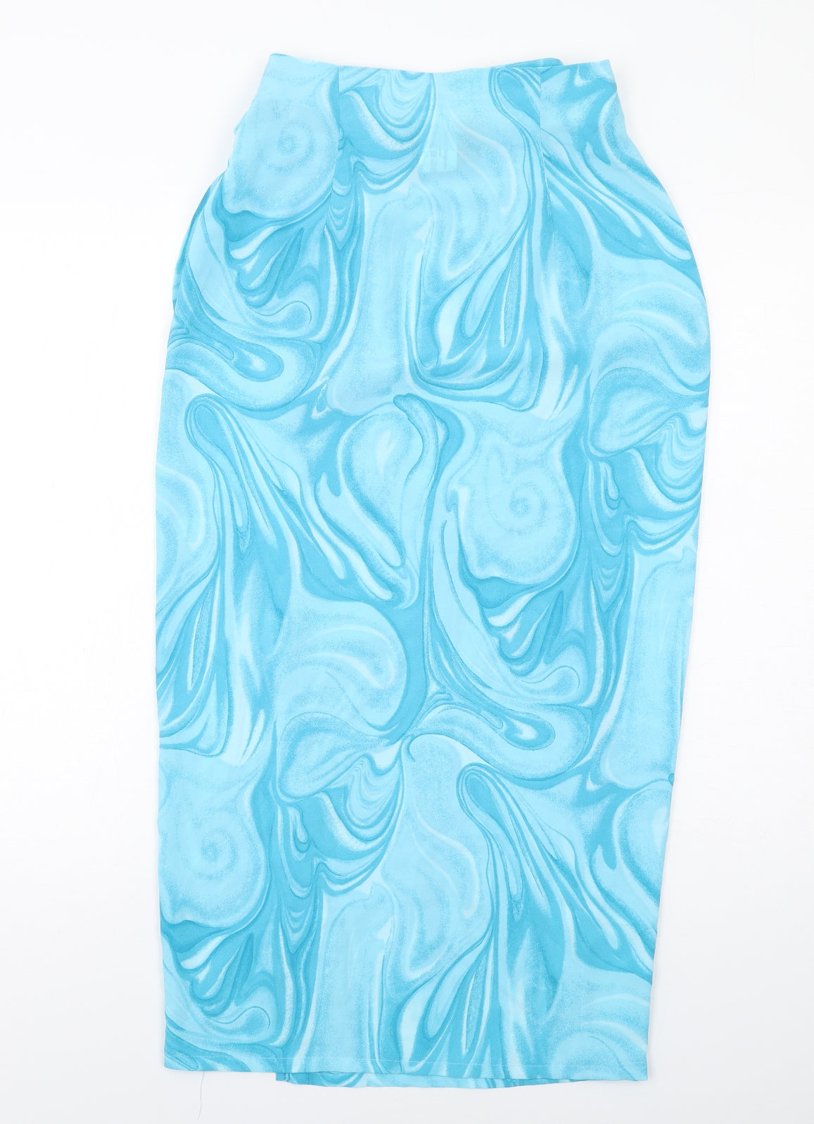 Roman Womens Blue Geometric Polyester Wrap Skirt Size 10 Button