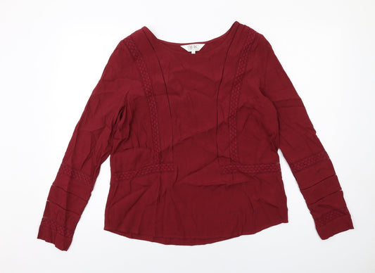 Nine Womens Red Viscose Basic Blouse Size 12 Round Neck
