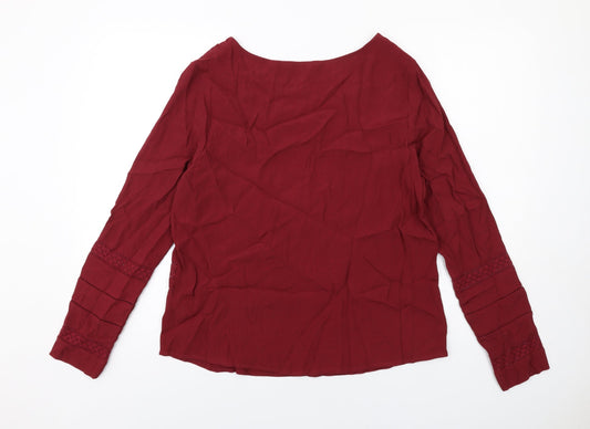 Nine Womens Red Viscose Basic Blouse Size 12 Round Neck