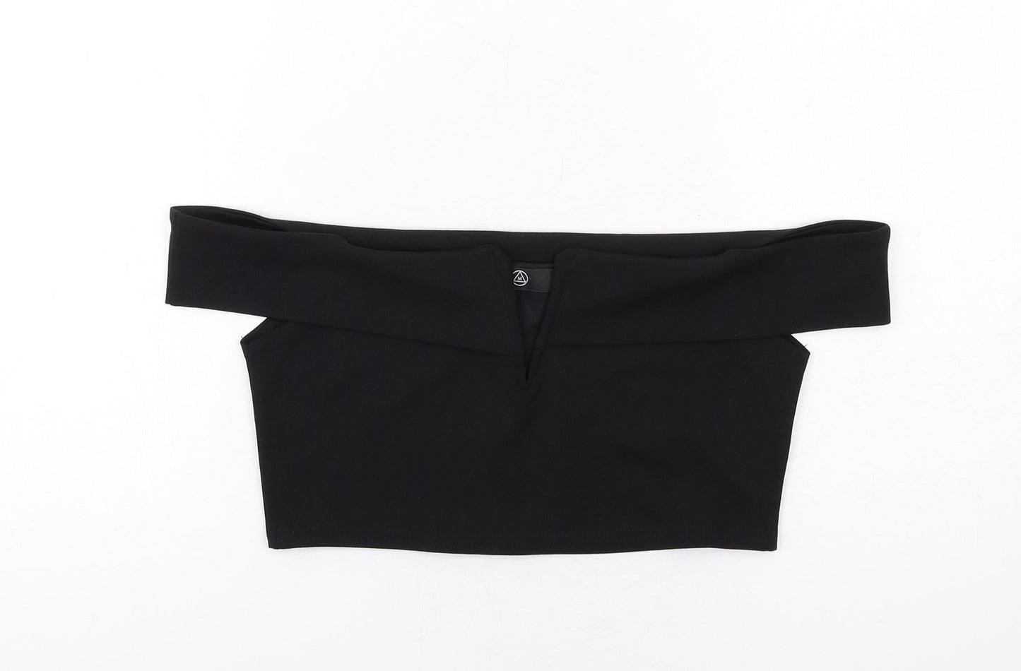Missguided Womens Black Polyester Cropped Blouse Size 10 Off the Shoulder