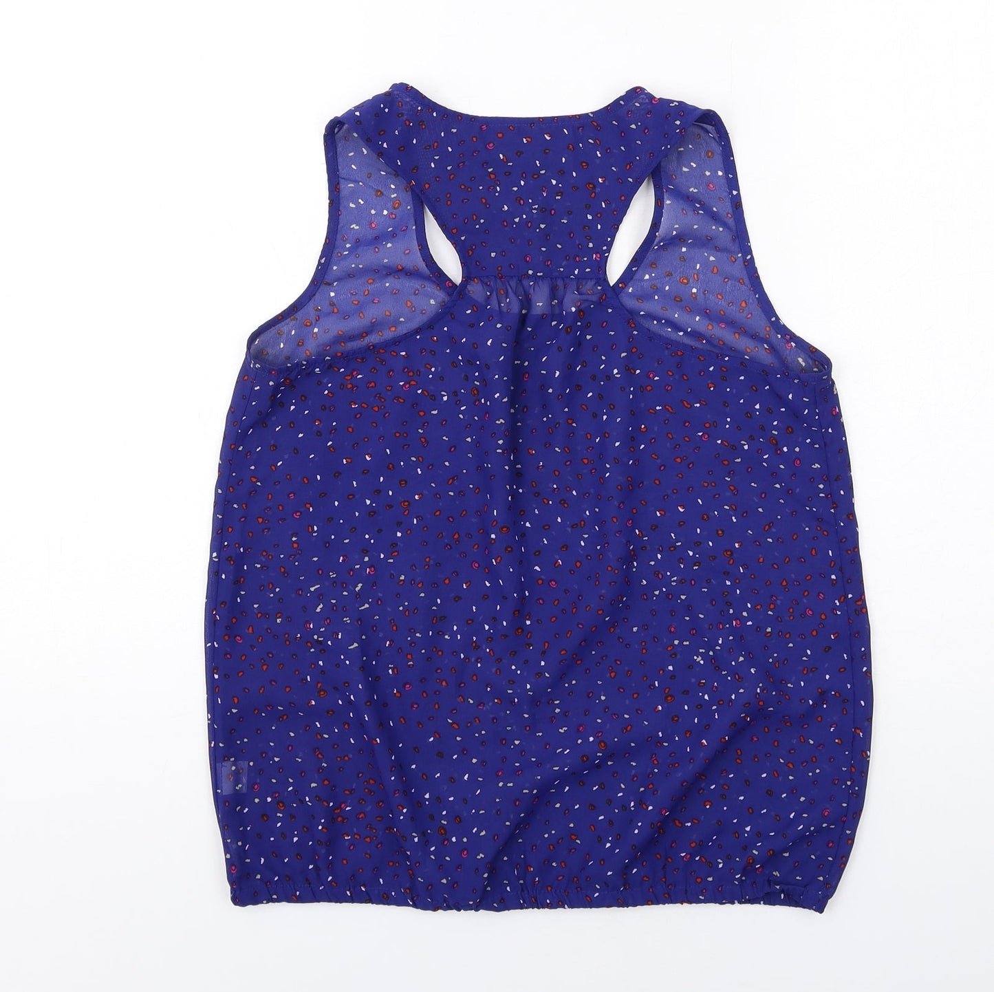Gap Womens Blue Geometric Polyester Basic Tank Size S Scoop Neck