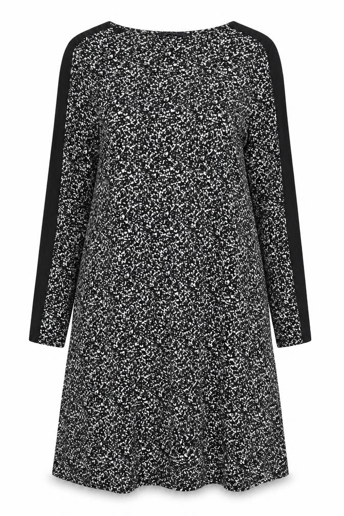 Marks and Spencer Womens Black Geometric Polyester A-Line Size 12 Round Neck Pullover