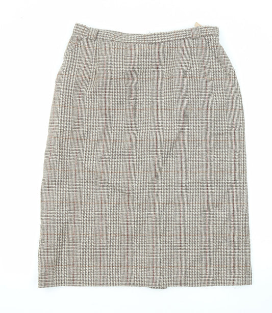 Edinburgh Womens Multicoloured Plaid Wool Straight & Pencil Skirt Size 32 in Zip