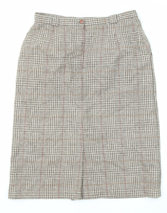 Edinburgh Womens Multicoloured Plaid Wool Straight & Pencil Skirt Size 32 in Zip