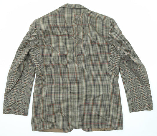 St Michael Mens Multicoloured Plaid Wool Jacket Blazer Size 42 Regular