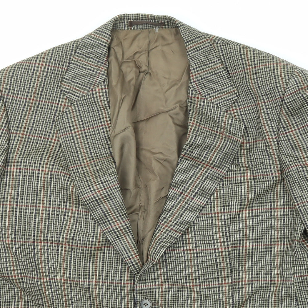 St Michael Mens Multicoloured Plaid Wool Jacket Blazer Size 42 Regular