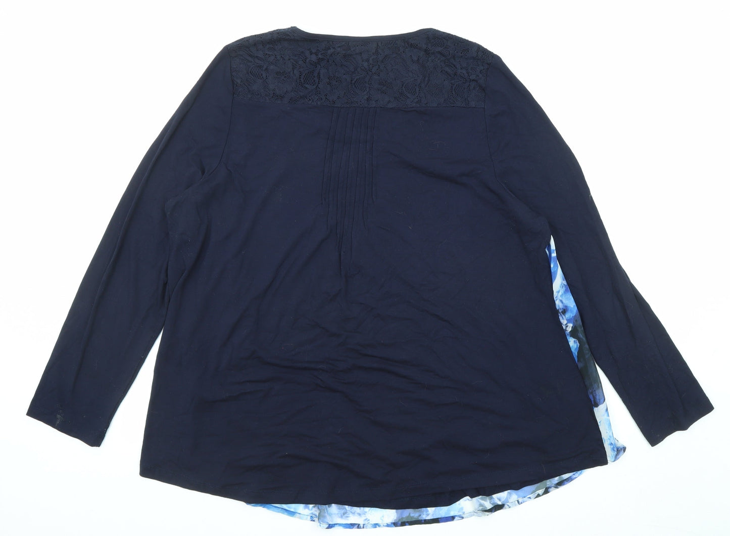 Together Womens Blue Geometric Polyester Basic Blouse Size XL Boat Neck