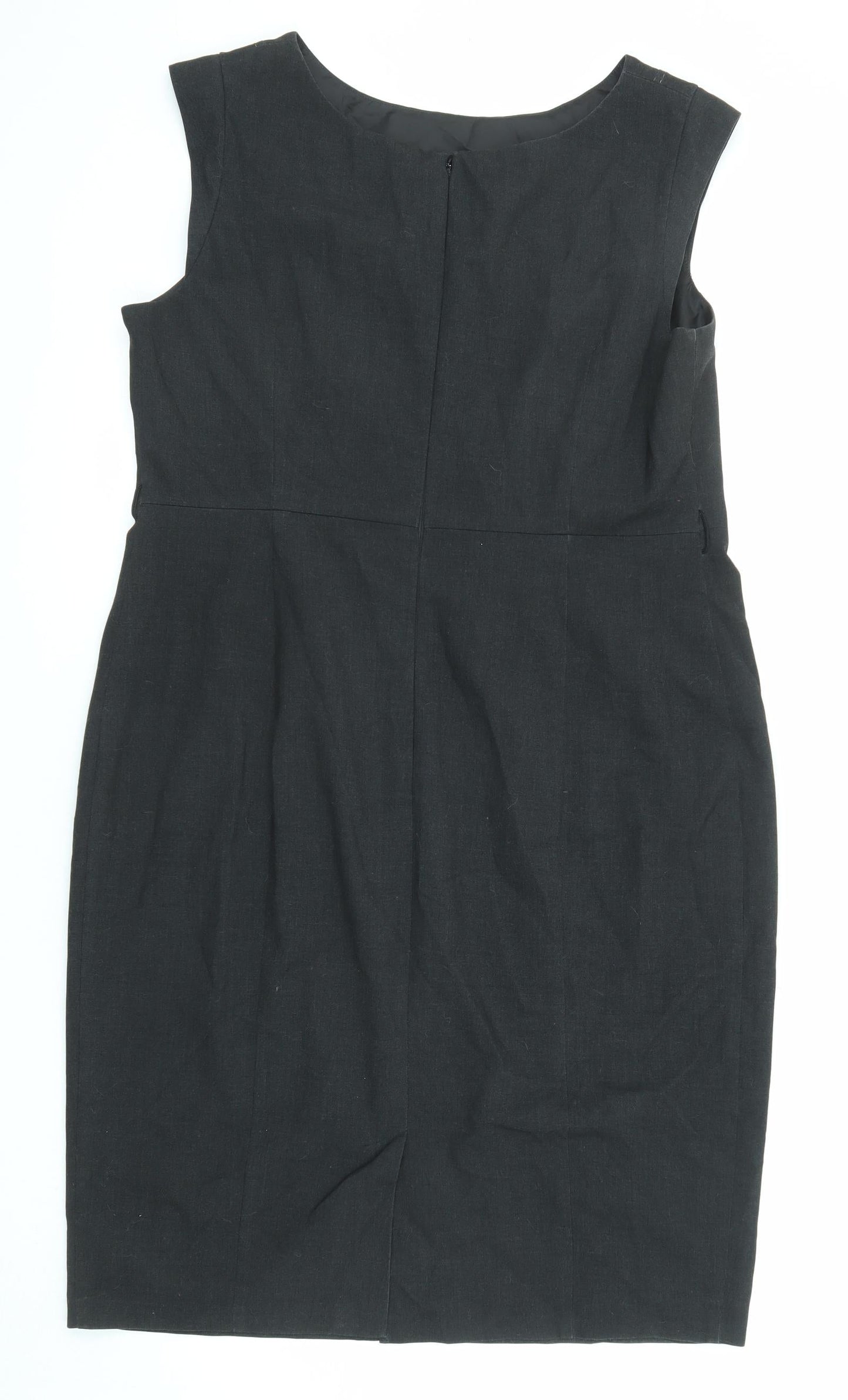 Marks and Spencer Womens Black Polyester Shift Size 8 Round Neck Zip