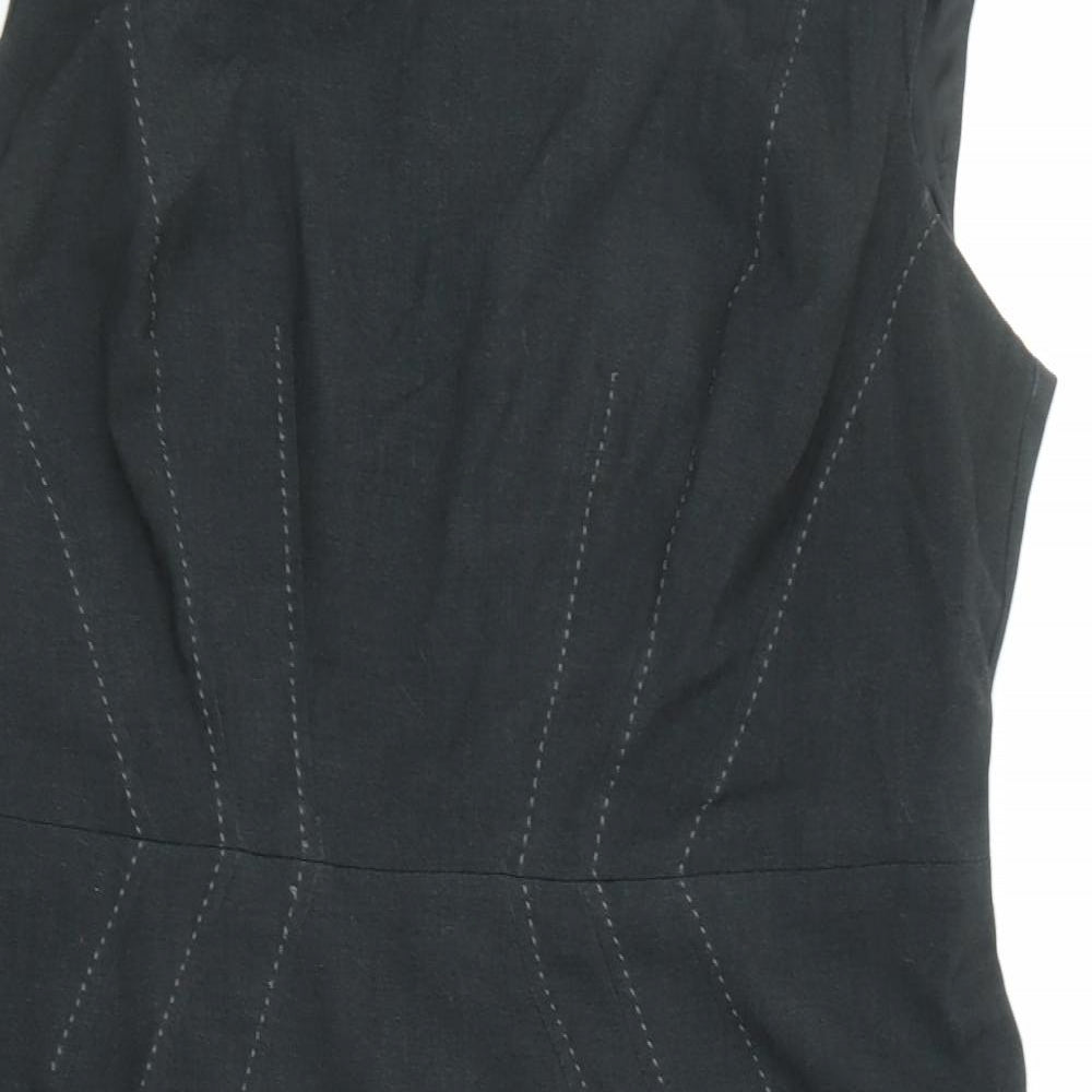 Marks and Spencer Womens Black Polyester Shift Size 8 Round Neck Zip