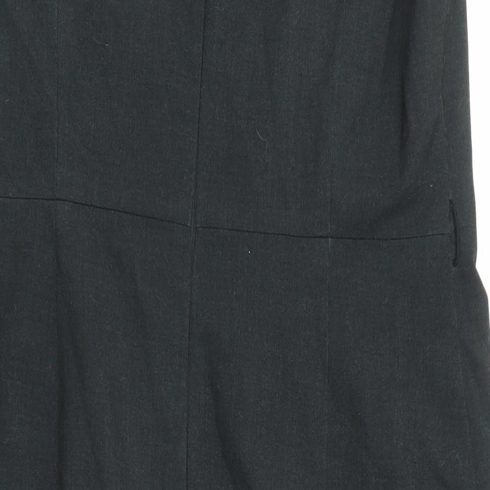 Marks and Spencer Womens Black Polyester Shift Size 8 Round Neck Zip