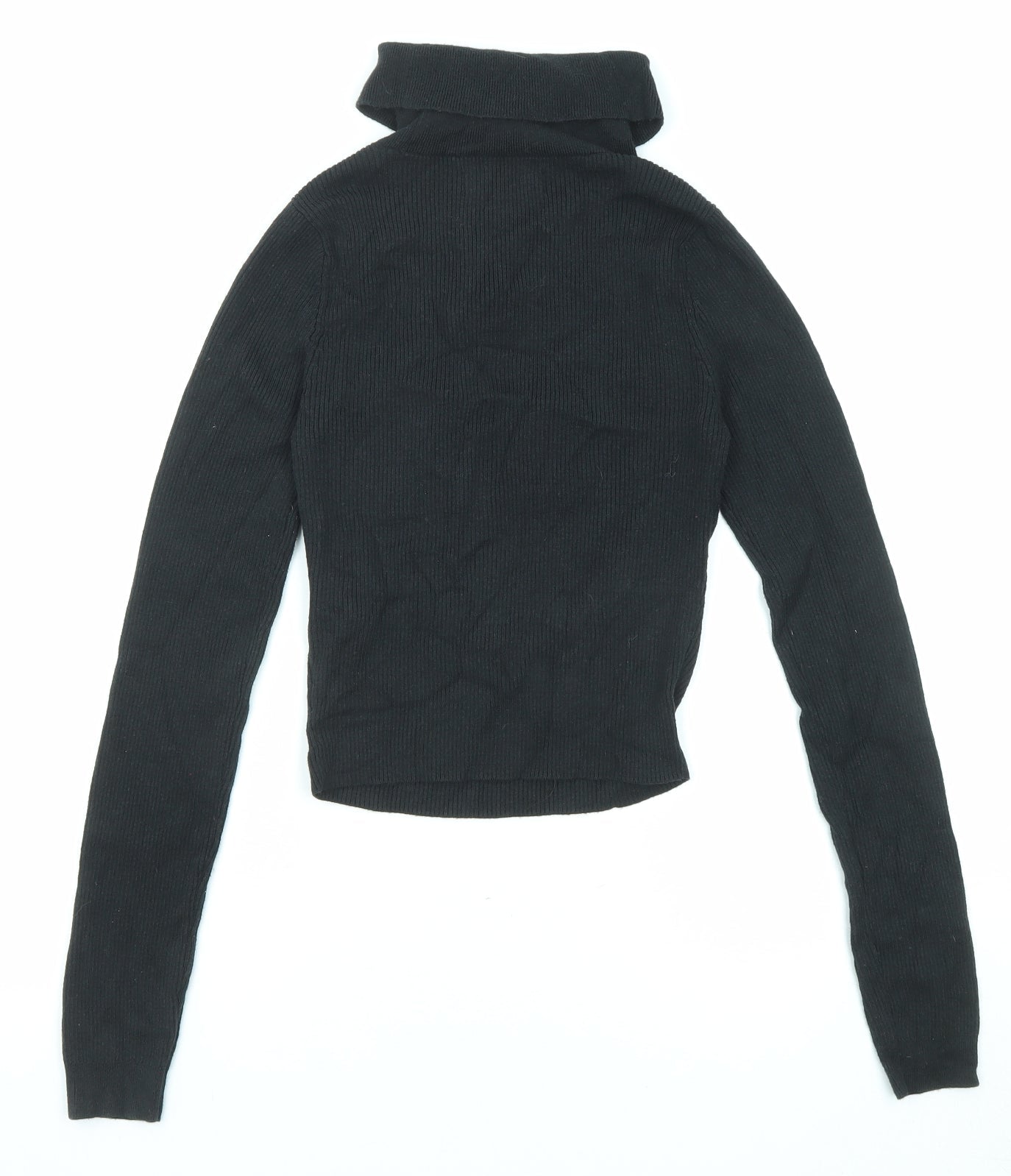 Hollister Womens Black Roll Neck Cotton Pullover Jumper Size S