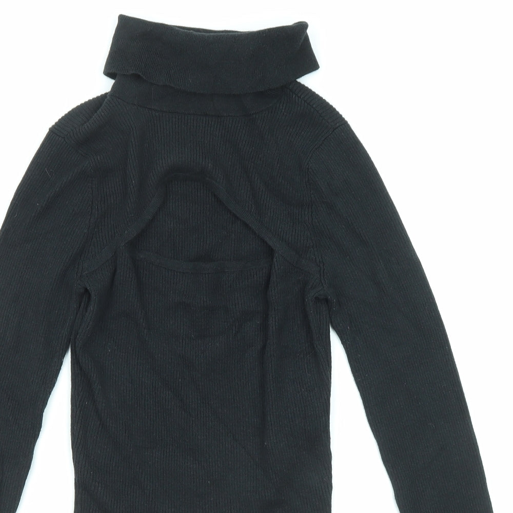 Hollister Womens Black Roll Neck Cotton Pullover Jumper Size S