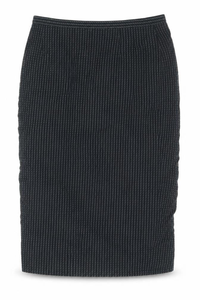 Gianfranco Ruffini Womens Black Striped Viscose Straight & Pencil Skirt Size 12 Zip