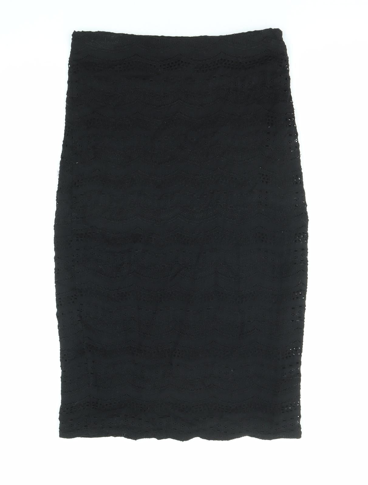 River Island Womens Black Polyester Bandage Skirt Size 8