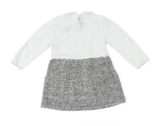 Cynthia Rowley Girls Grey Polyester Jumper Dress Size 6-9 Months Round Neck Button