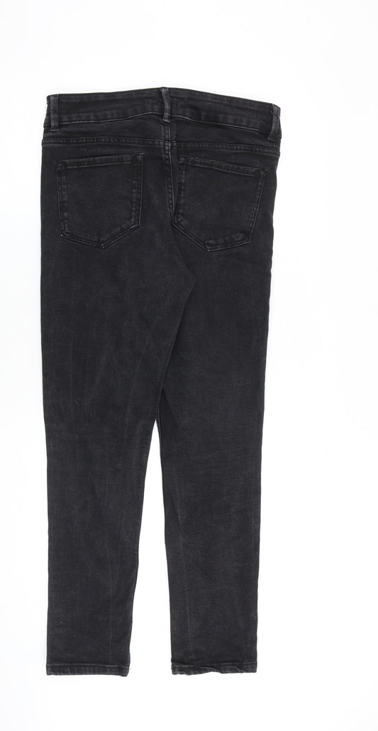 Sinsay Womens Black Cotton Tapered Jeans Size 14 L29 in Regular Zip