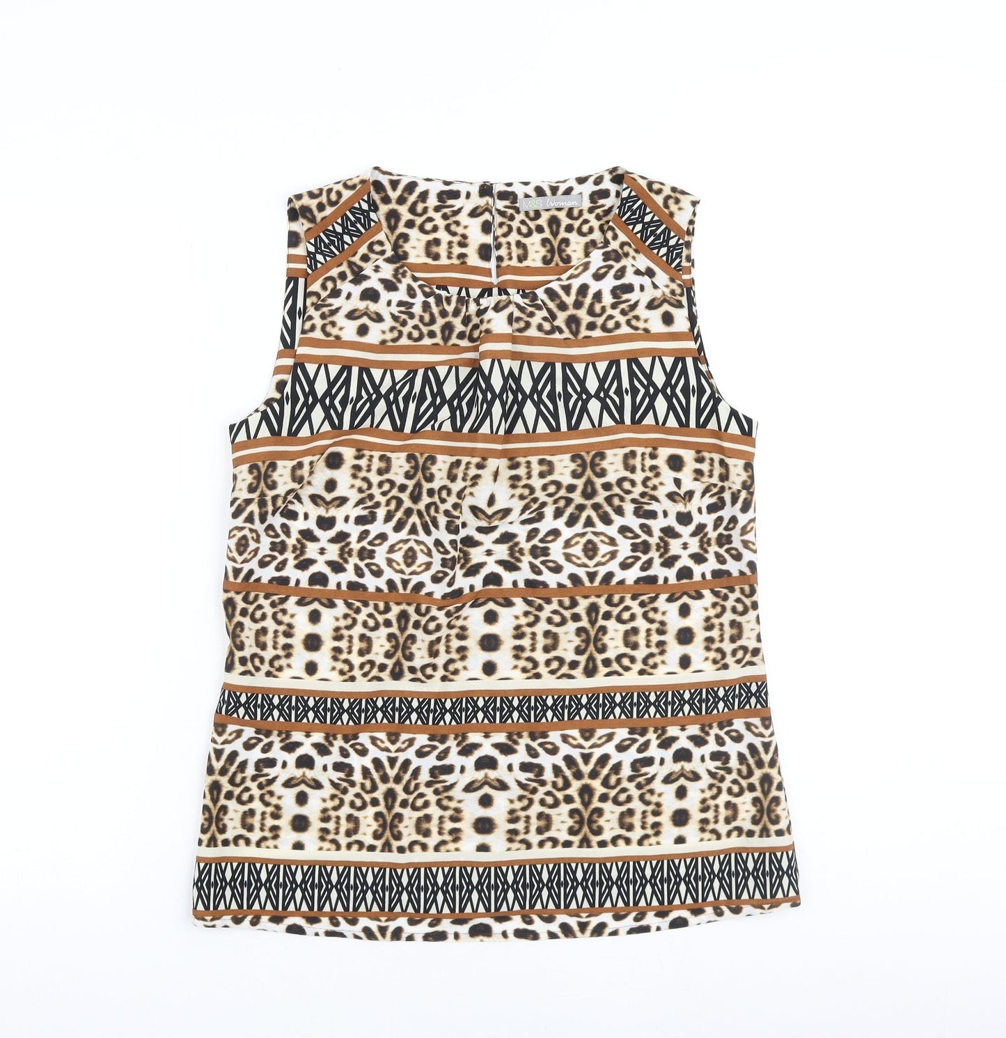 Marks and Spencer Womens Multicoloured Animal Print Polyester Basic Blouse Size 10 Round Neck