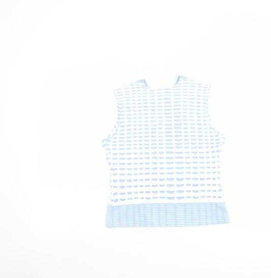 RAYURE Womens Blue Polyamide Cropped Blouse Size 10 Scoop Neck - Textured