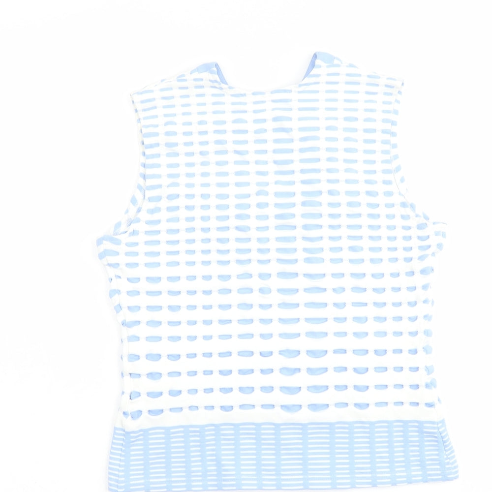 RAYURE Womens Blue Polyamide Cropped Blouse Size 10 Scoop Neck - Textured