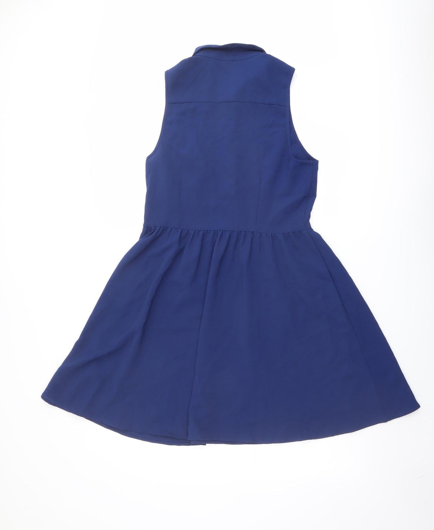 H&M Womens Blue Polyester Shirt Dress Size 10 Collared Button