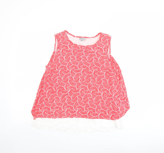 Oliver Bonas Womens Pink Geometric Viscose Basic Tank Size 10 Boat Neck