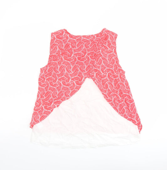 Oliver Bonas Womens Pink Geometric Viscose Basic Tank Size 10 Boat Neck