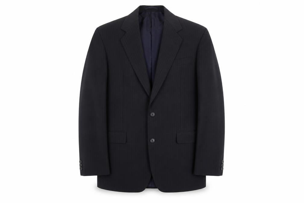 Marks and Spencer Mens Blue Striped Polyester Jacket Suit Jacket Size 40 Regular