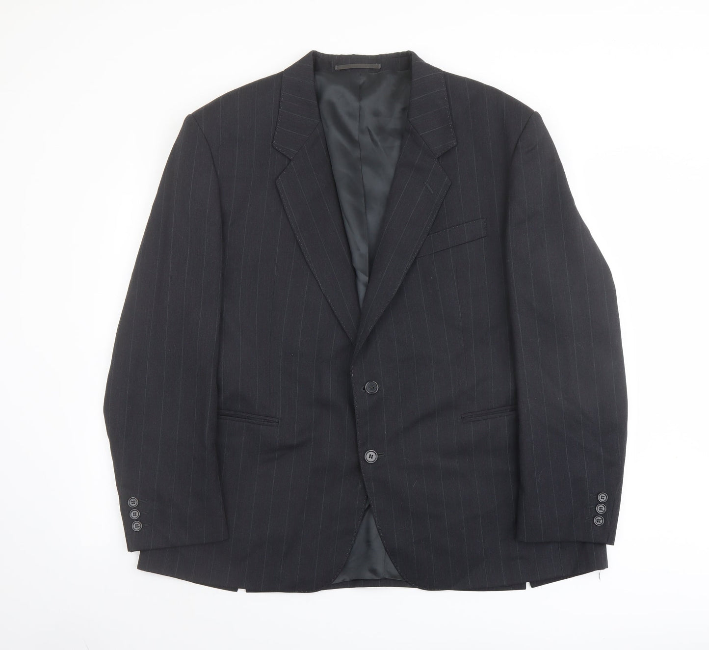 Varteks Mens Grey Striped Polyester Jacket Suit Jacket Size 48 Regular