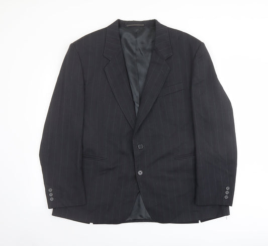 Varteks Mens Grey Striped Polyester Jacket Suit Jacket Size 48 Regular