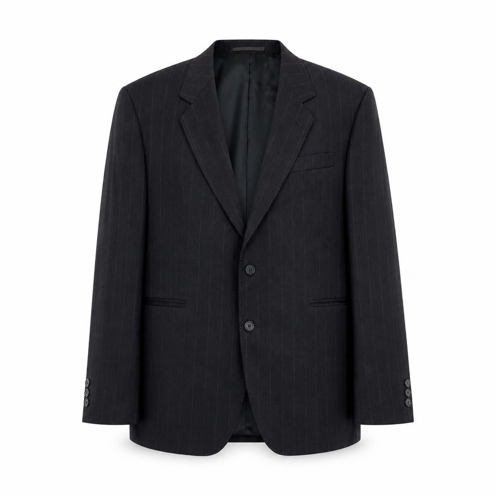 Varteks Mens Grey Striped Polyester Jacket Suit Jacket Size 48 Regular