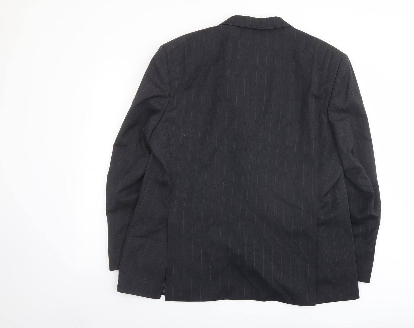 Varteks Mens Grey Striped Polyester Jacket Suit Jacket Size 48 Regular