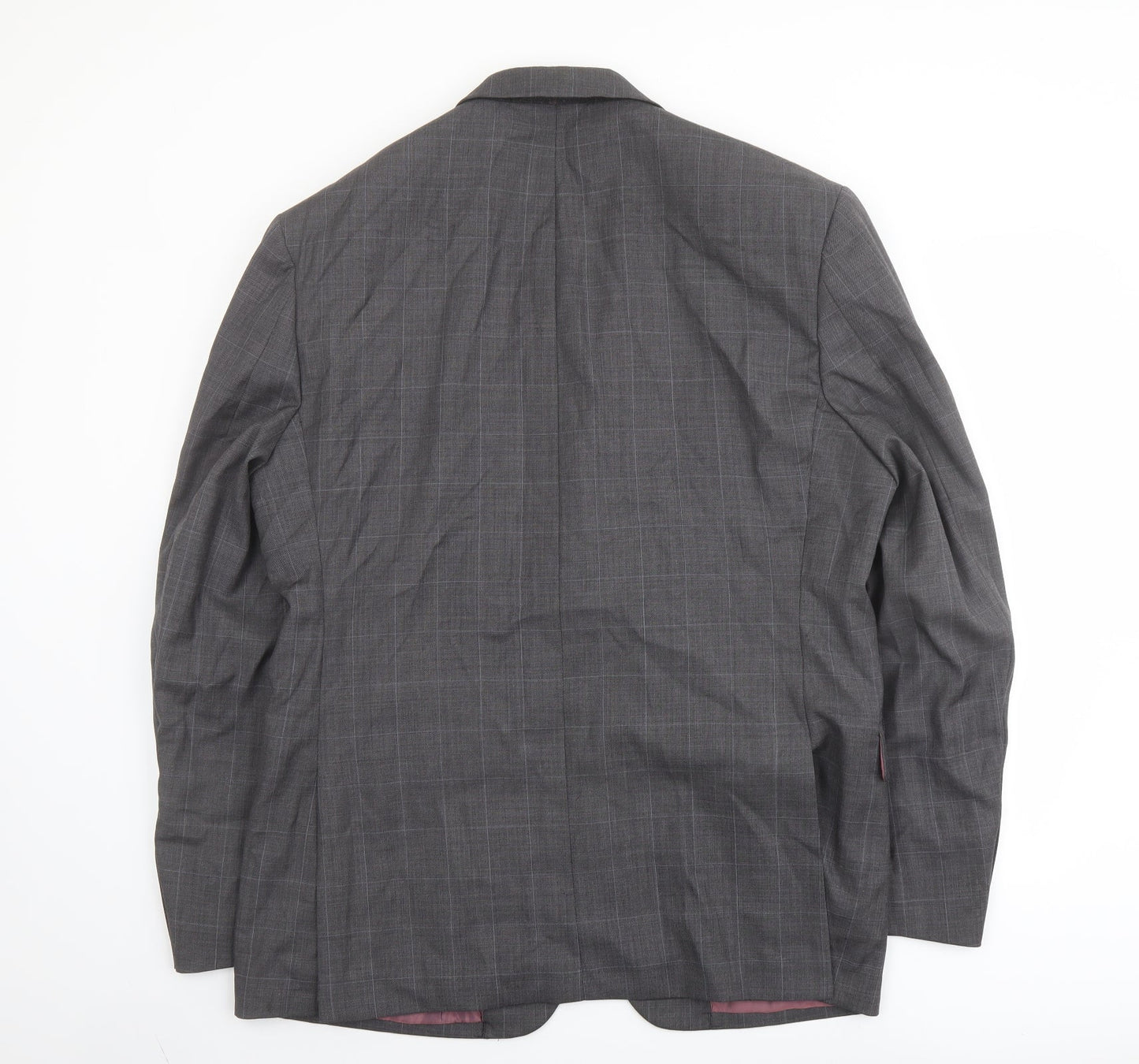 Norton Towndend Mens Grey Check Polyester Jacket Suit Jacket Size 46 Regular