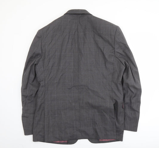 Norton Towndend Mens Grey Check Polyester Jacket Suit Jacket Size 46 Regular