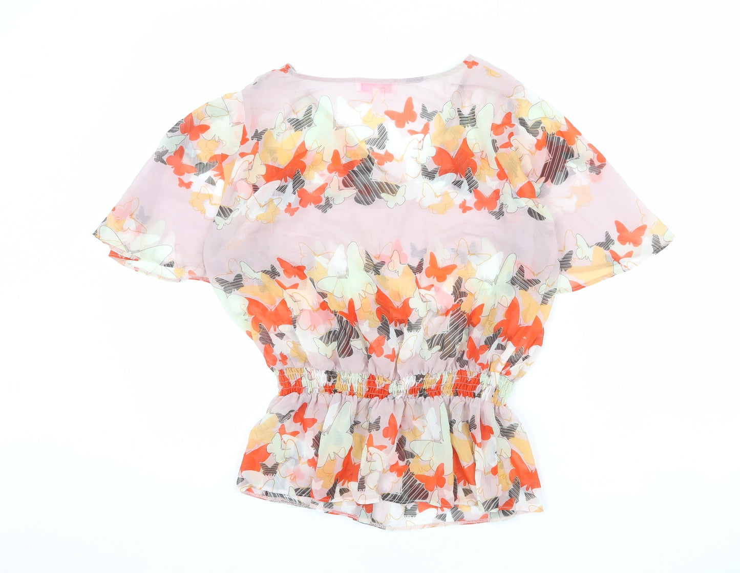 Butterfly Womens Multicoloured Geometric Polyester Basic Blouse Size 10 V-Neck - Peplum Butterfly Print