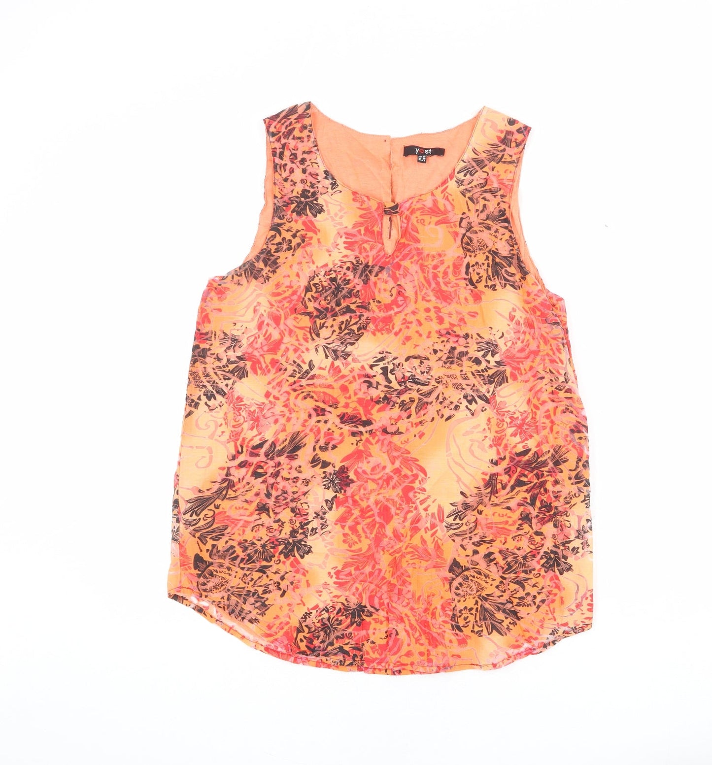 Yest Womens Multicoloured Geometric Viscose Basic Tank Size 10 Round Neck