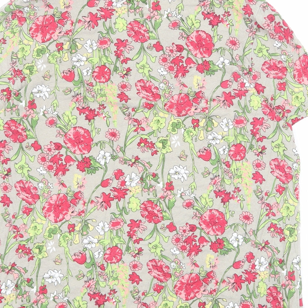 Anna Rose Womens Beige Floral Polyester Basic Blouse Size M Round Neck