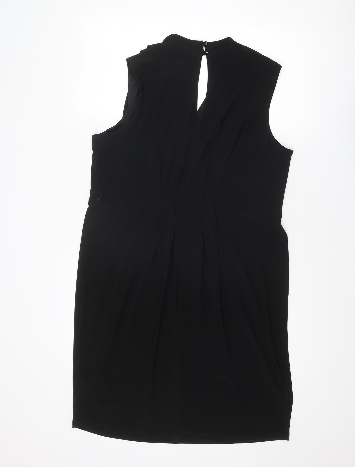 Marks and Spencer Womens Black Polyester Shift Size 18 Round Neck Button